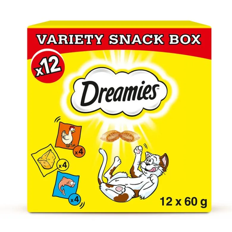 Blandet pakke: Dreamies (kylling, ost, laks)