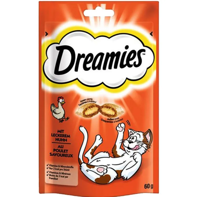 Blandet pakke: Dreamies (kylling, ost, laks)