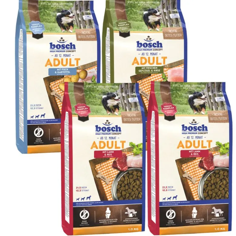 Blandet pakke: 4 x 1 kg bosch HPC Adult til særpris!