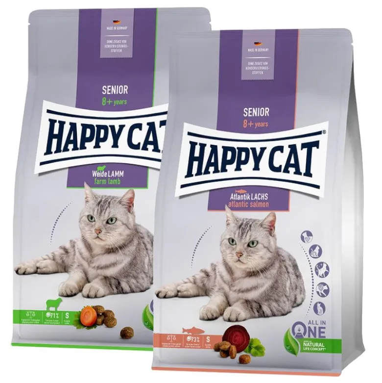 Blandet pakke: 2 x 4 kg Happy Cat Senior