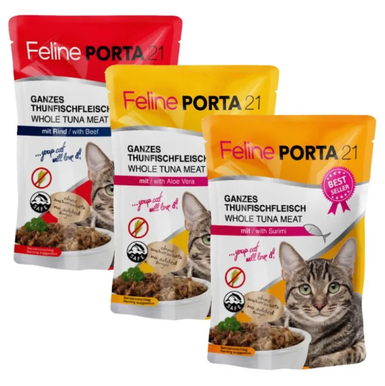 Blandet prøvepakke: 6 x 100 g Feline Porta 21