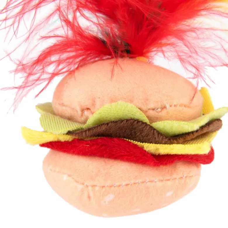 Crinkle Burger med Fjer Kattelegetøj