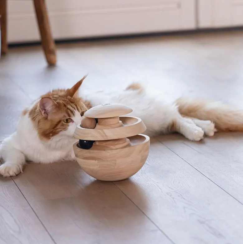 Designet af Lotte Neya kattelegetøj i træ