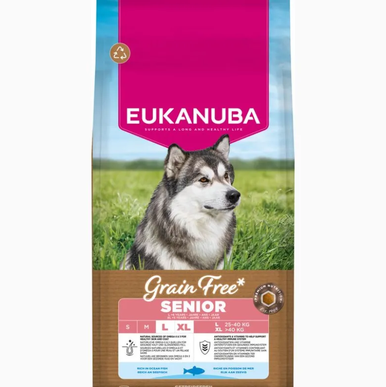 Eukanuba Grain Free Senior Large & Giant med havfisk