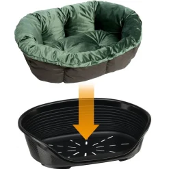 Ferplast hundekurv Siesta Deluxe sort med betræk Sofà grøn velour