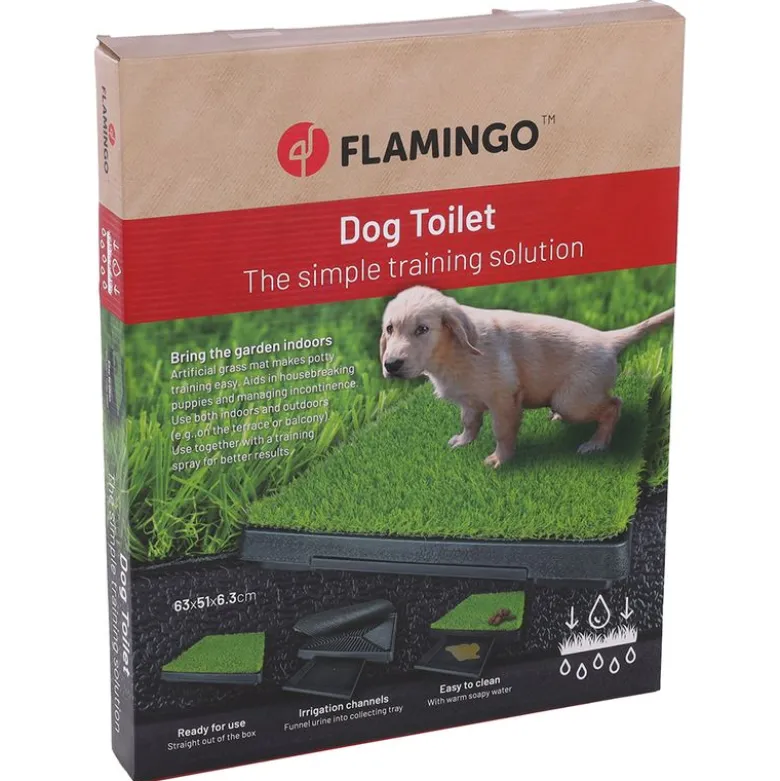 FLAMINGO hundetoilet med kunstgræs