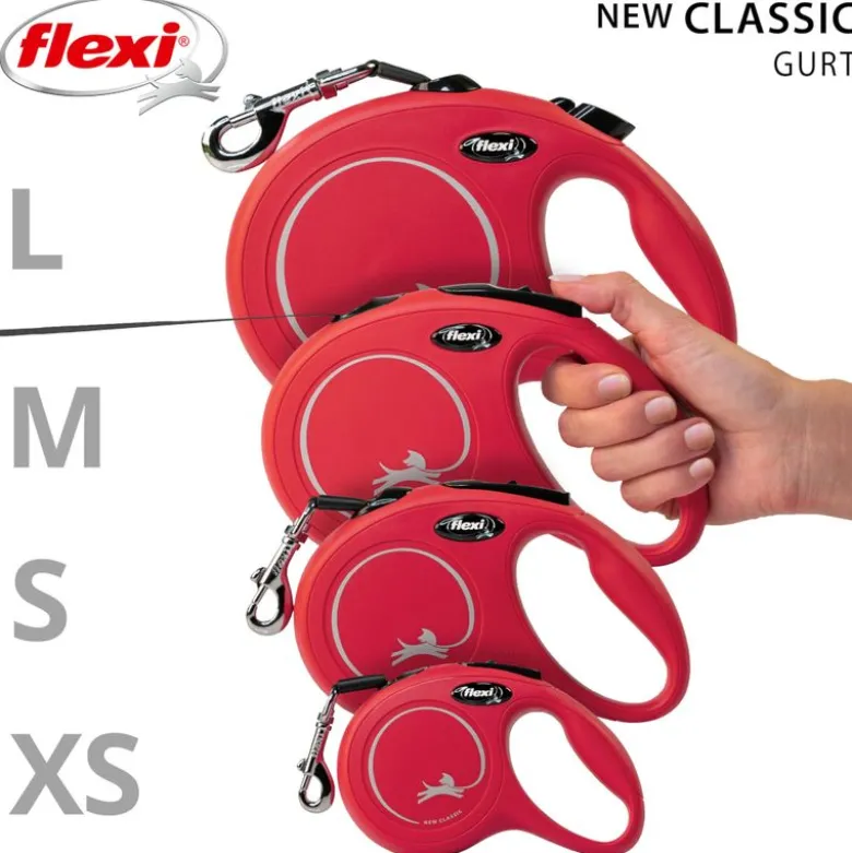 flexi Classic sele snor rød, 3 m