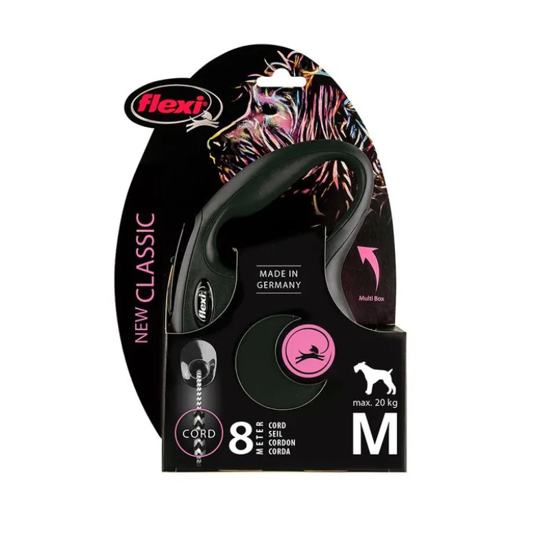 flexi New Classic snorline M sort, 8 m, <20 kg