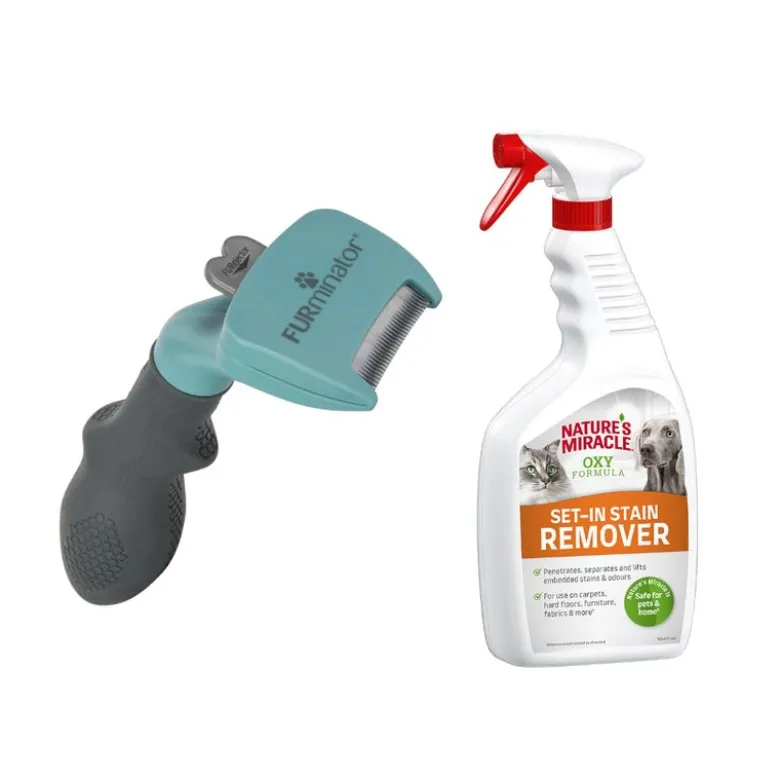 FURminator DeShedding Tool + Nature's Miracle Cat Set-In Plet- og lugtfjerner, 709 ml gratis!