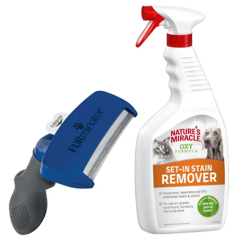 FURminator deShedding Tool til hunde + 709 ml Nature's Miracle gratis!