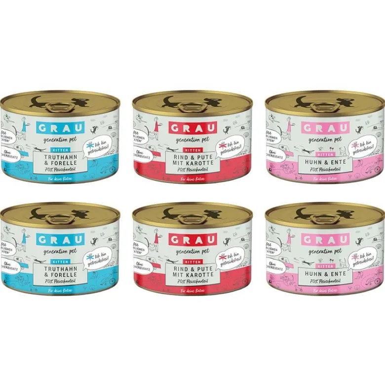 GRAU Kitten Mix 3 varianter dåse 6 x 200 g