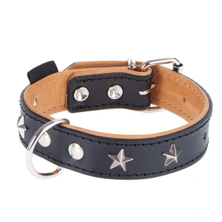 Heim Stars, sort/beige læderhalsbånd