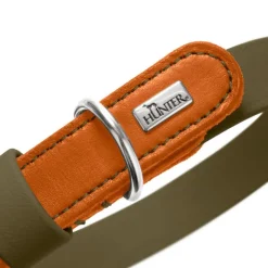 HUNTER-krave Wolmar BioThane® x læder, khaki/orange