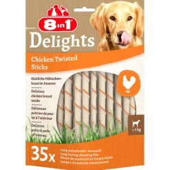 8in1 Delights Twisted Sticks til små hunde kylling