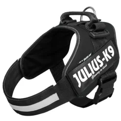 JULIUS-K9 IDC® sæt: sort hundesele + gummieret dobbeltsnor