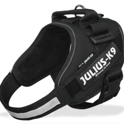 JULIUS-K9 IDC® sæt: sort hundesele + gummieret dobbeltsnor