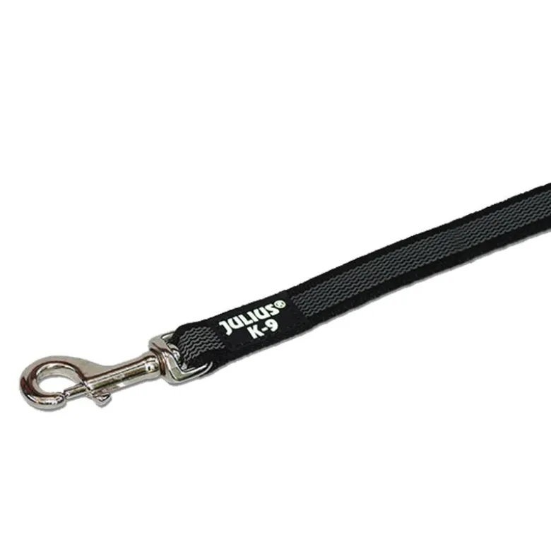 JULIUS-K9 IDC® sæt: sort hundesele + gummieret dobbeltsnor