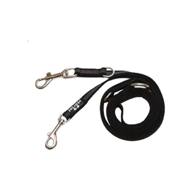 JULIUS-K9 IDC® sæt: sort hundesele + gummieret dobbeltsnor