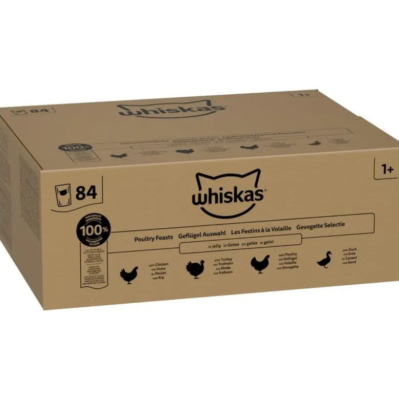 Jumbopakke: 84 x 85 g Whiskas 1+ Adult portionsposer
