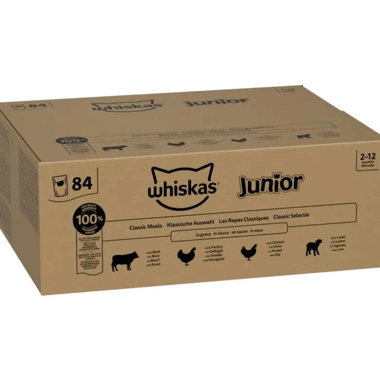 Jumbopakke: 84 x 85 g Whiskas Junior portionsposer