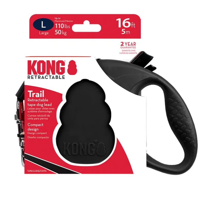 KONG Trail indtrækkelig snor sort