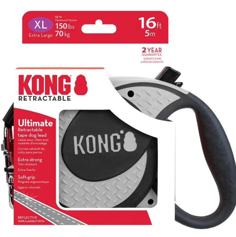 KONG Ultimate indtrækkelig snor grå