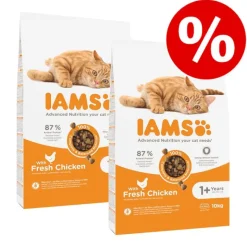 Økonomipakke: IAMS tørfoder til katte 2 x 10/15 kg