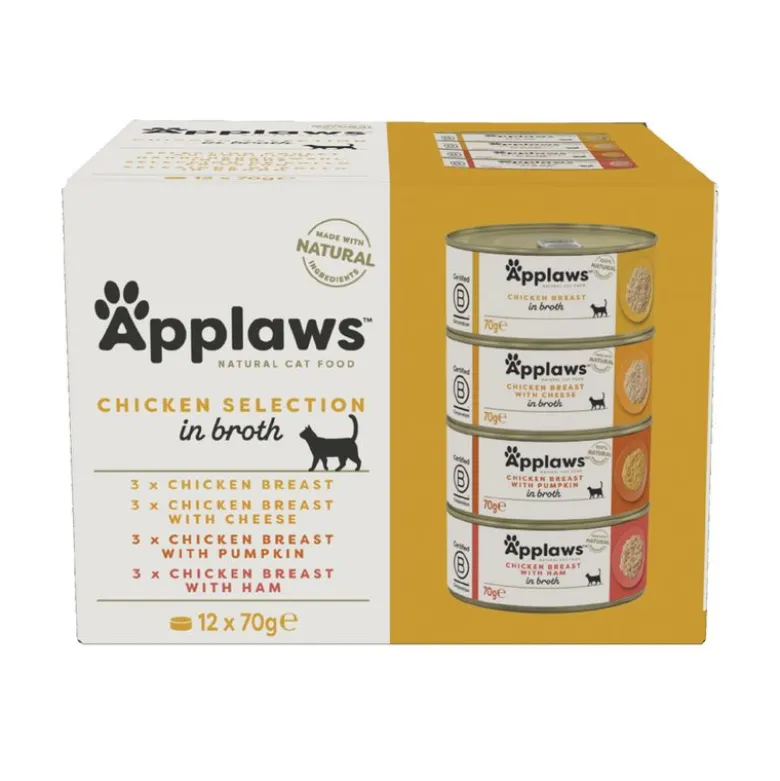 Økonomipakke: 48 x 70 g Applaws i bouillon
