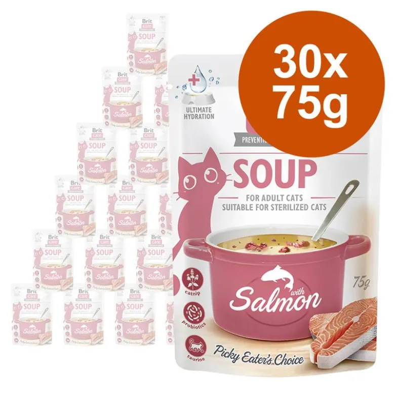 Økonomipakke: 30 x 75 g Brit Care suppe til katte
