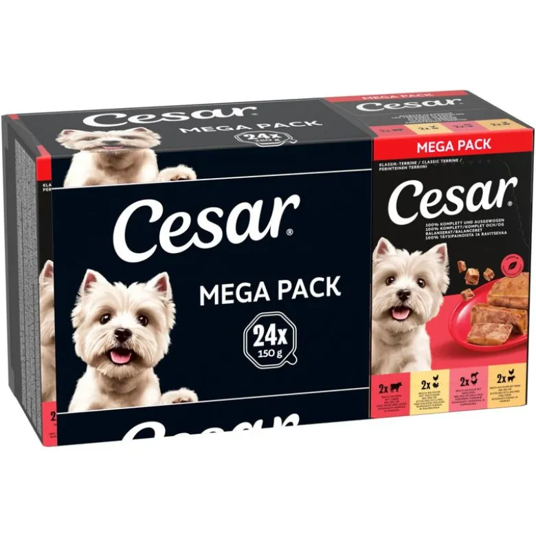 Økonomipakke: 24 x 150 g Mix Cesar alubakker