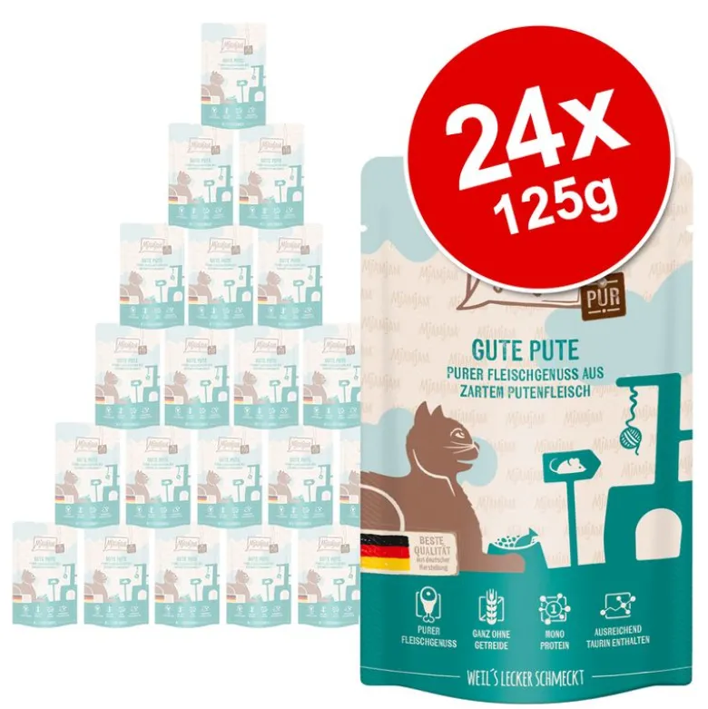 Økonomipakke: 24 x 125 g MjAMjAM Squeeze Pure Meat Delight