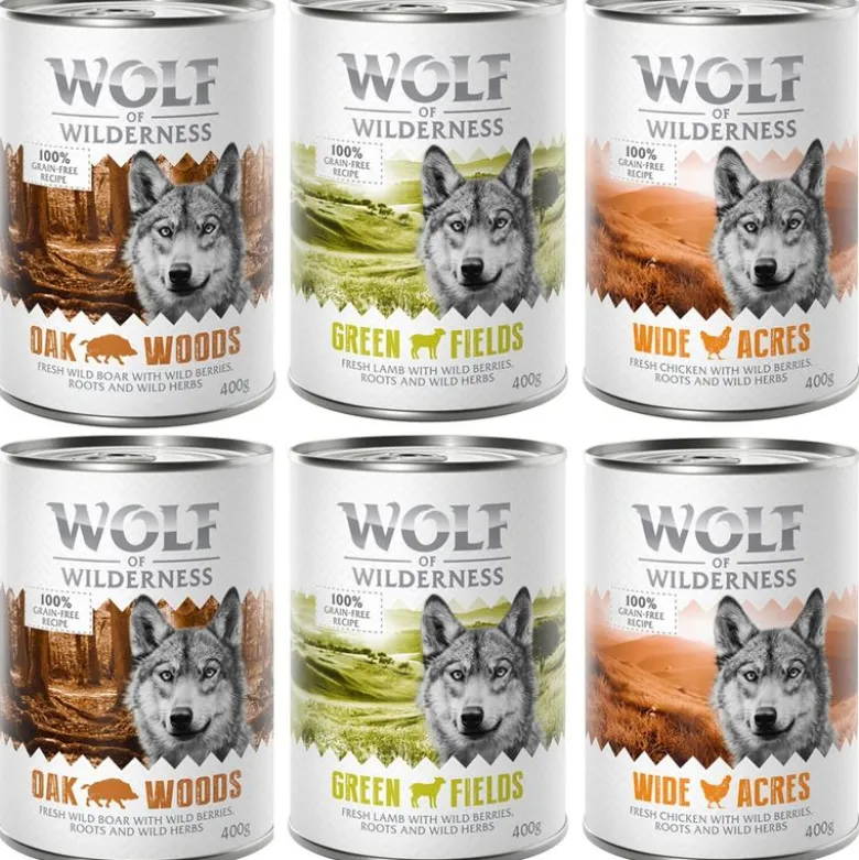 Økonomipakke: 24 x 400 g Wolf of Wilderness Adult - Single Protein