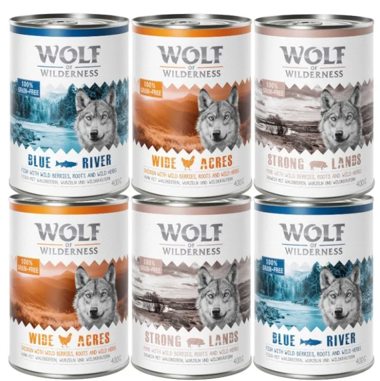 Økonomipakke: 24 x 400 g Wolf of Wilderness Adult - Single Protein