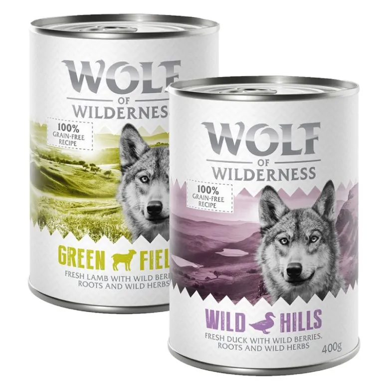 Økonomipakke: 24 x 400 g Wolf of Wilderness Adult - Single Protein