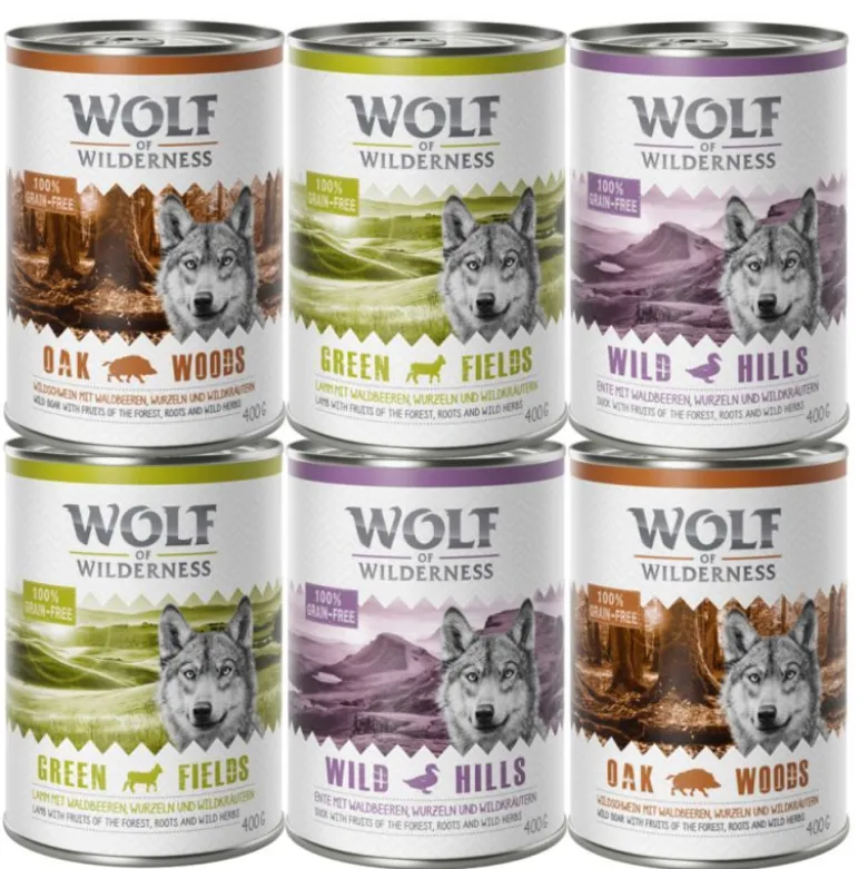 Økonomipakke: 24 x 400 g Wolf of Wilderness Adult - Single Protein