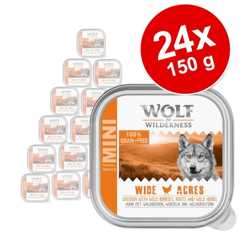 Økonomipakke: 24 x 150 g Wolf of Wilderness Adult bakke