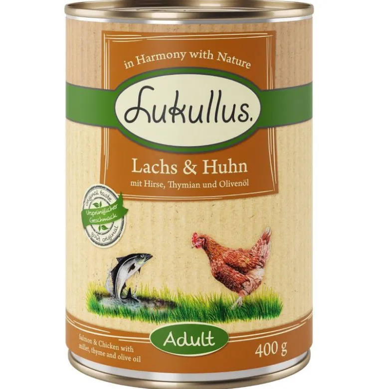 Lukullus Prøvepakke: 1,5 kg / 5 kg tørfoder + 6 x 400 g vådfoder