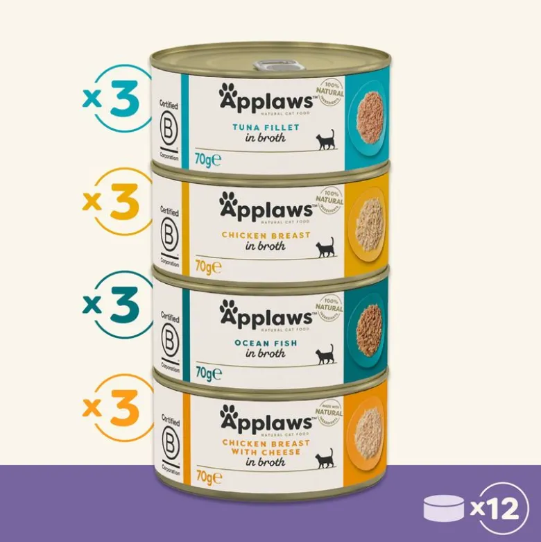 Mixpakke: 12 x 70 g Applaws dåser