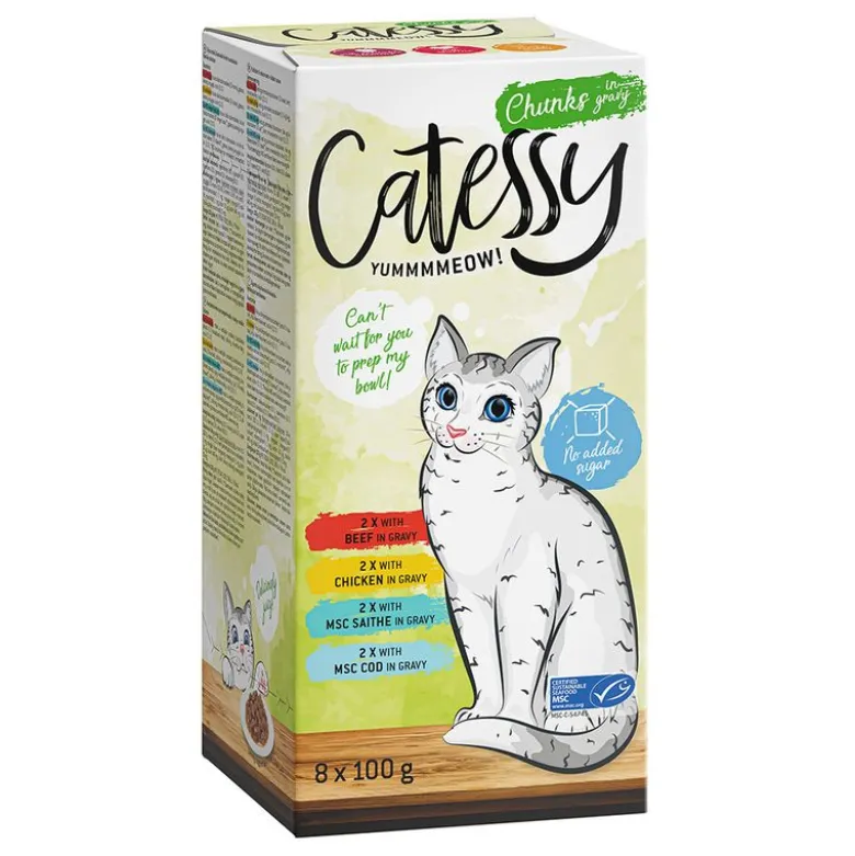 Mix-pakke: 8 x 100 g Catessy bakker
