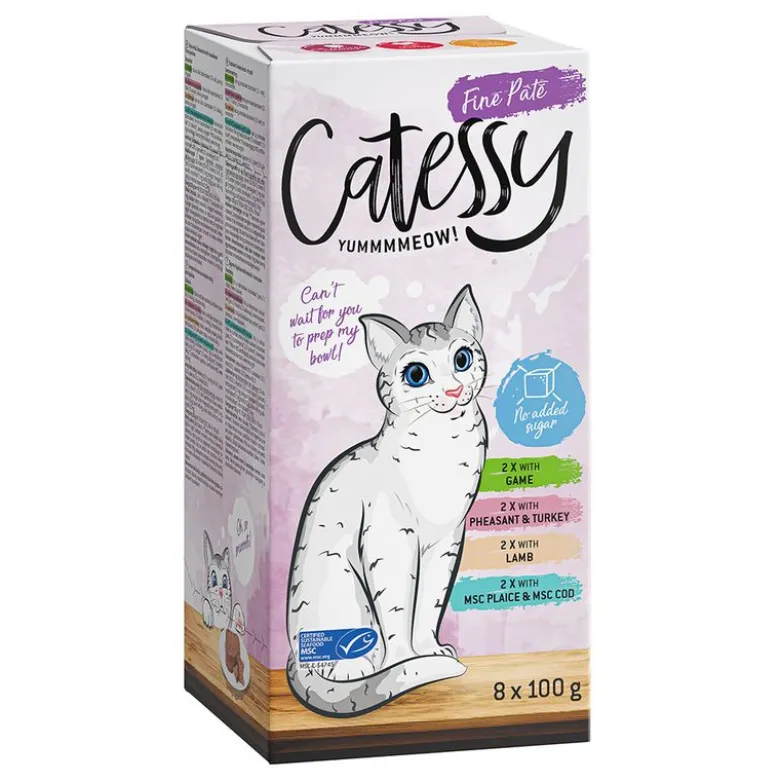 Mix-pakke: 8 x 100 g Catessy bakker