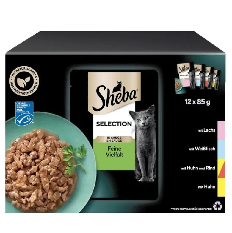 Multipakke Sheba varianter i portionsposer 12 x 85 g