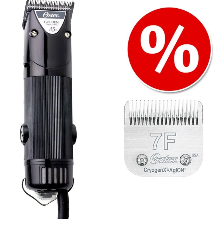 Oster Golden A5 klippemaskine + 7F skærehoved til SÆTPRIS!