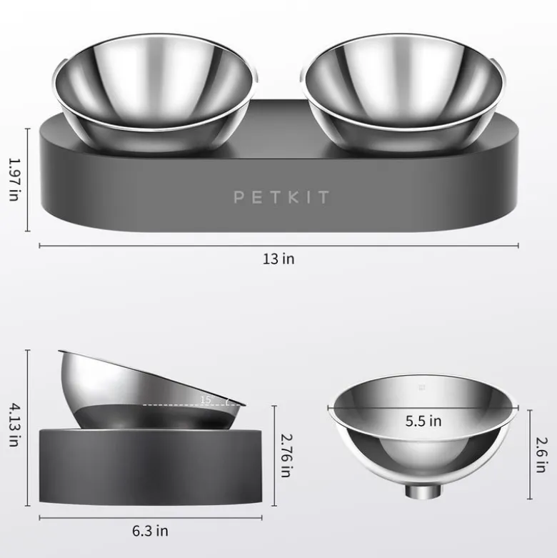 Petkit Fresh Nano Metal 15° justerbar foderskål til kæledyr