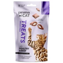 PrimaCat Crunchy Treats Skin Coat med fjerkræ & okse