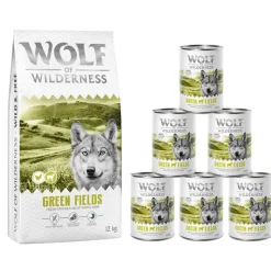 Prøvepris: 12 kg Wolf of Wilderness + 6 x 400 g / 6 x 800 g vådfoder