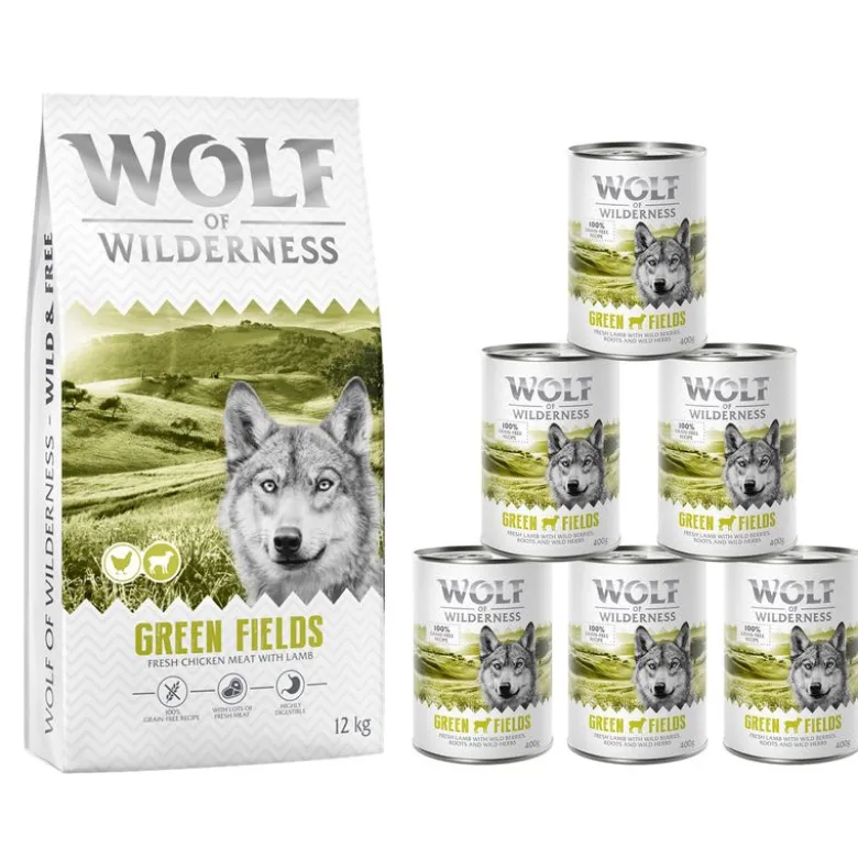 Prøvepris: 12 kg Wolf of Wilderness + 6 x 400 g / 6 x 800 g vådfoder
