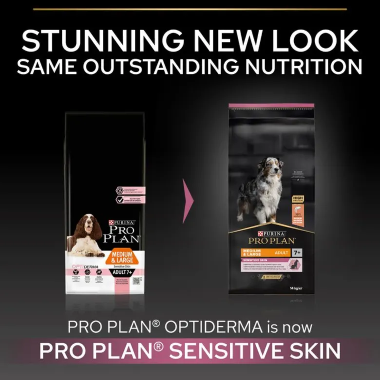 PURINA PRO PLAN Adult 7+ Medium & Large Sensitive Skin Laks & Ris