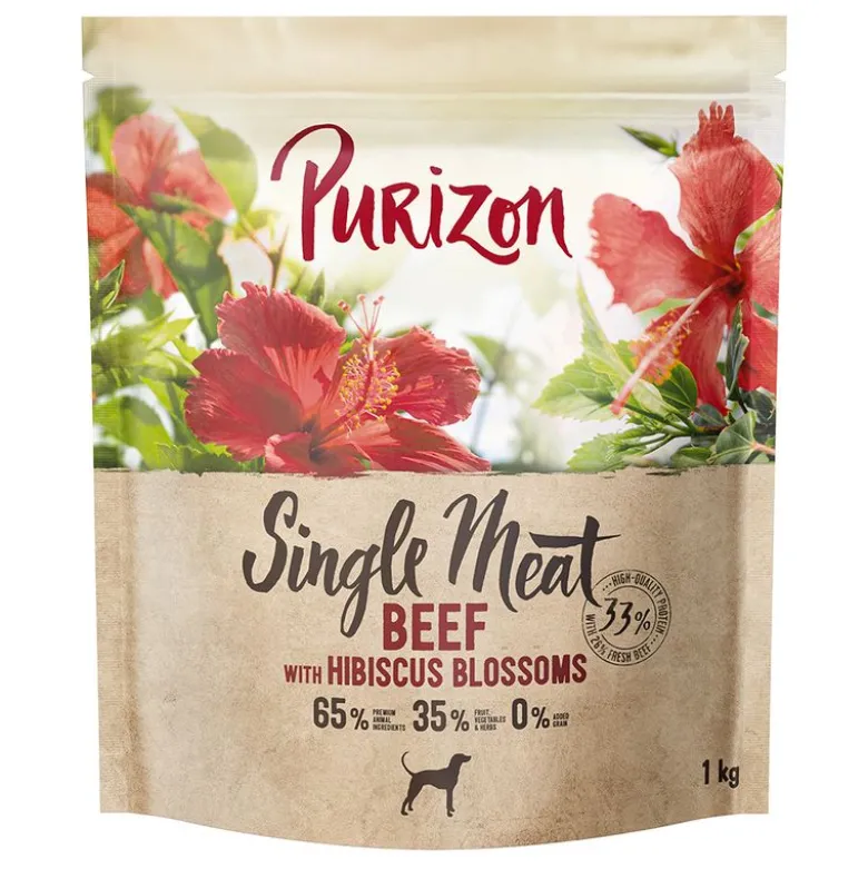 Purizon Single Meat Okse med hibiscusblomster
