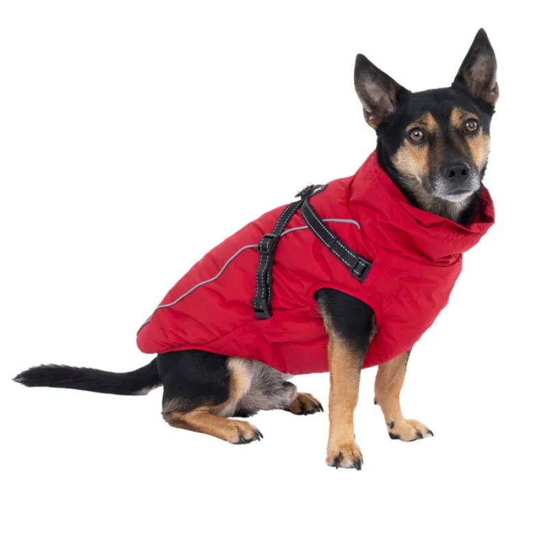 TIAKI Arkon hundejakke med sele, rød