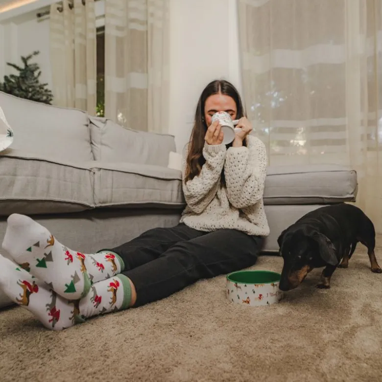 TIAKI sæt med krus og skål "Funny Winter Dogs"